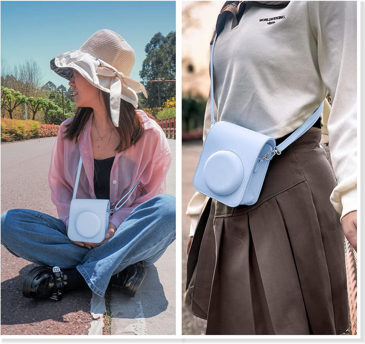 MUZIRI KINOKOO Tasche für Instax Mini 12/Fuji Mini 12 Sofortbildkamera, PU Leder Schutzhülle für Ins