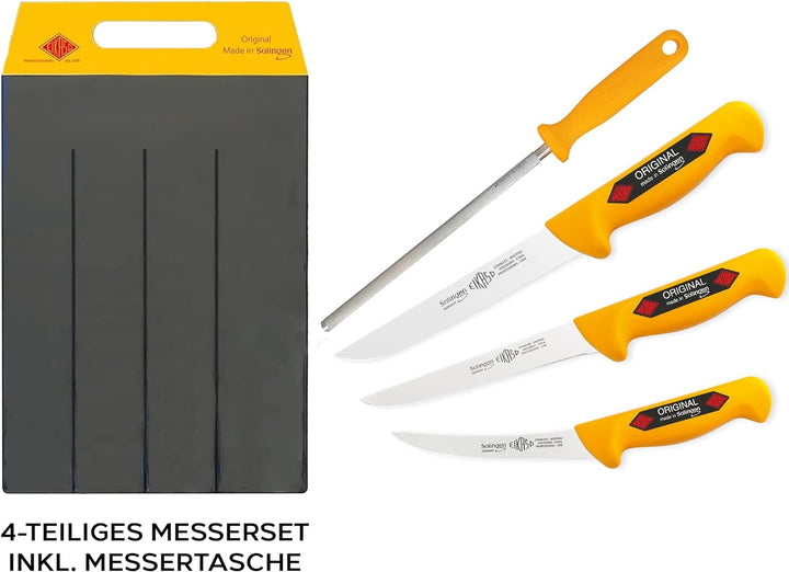 4 Teilig Solingen Gelb Schlachtermesser Metzgermesser Ausbeinmesser Butcher Knife Set 2112