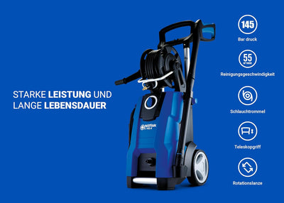 Nilfisk E 145.4 Bar Hochdruckreiniger + Schaumsprüher - Pressure Washer für die Reinigung von Aussen