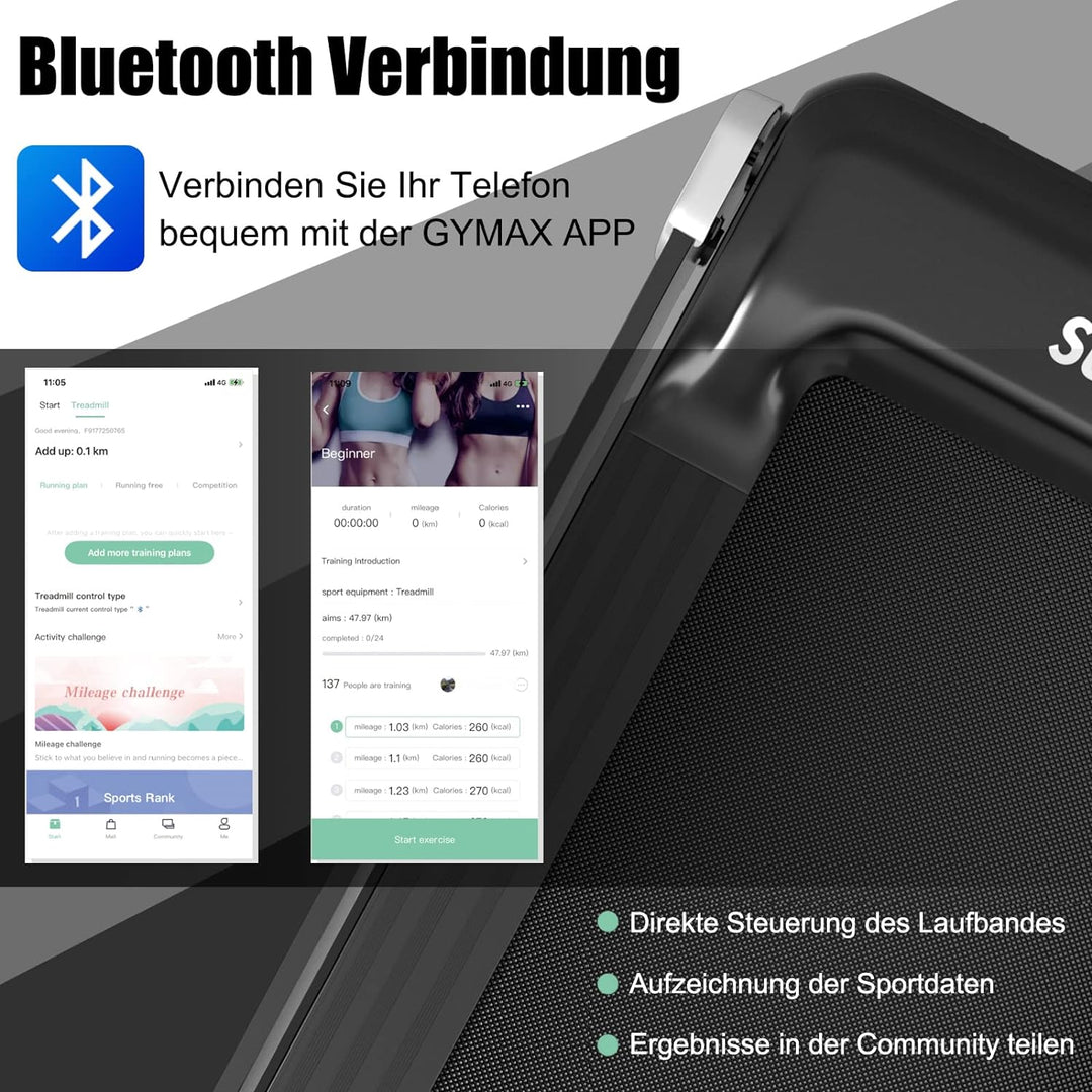 COSTWAY Elektrisches Laufband App-kontrolliert | Bluetooth | 3 Modi 12 voreingestellte Programme | L