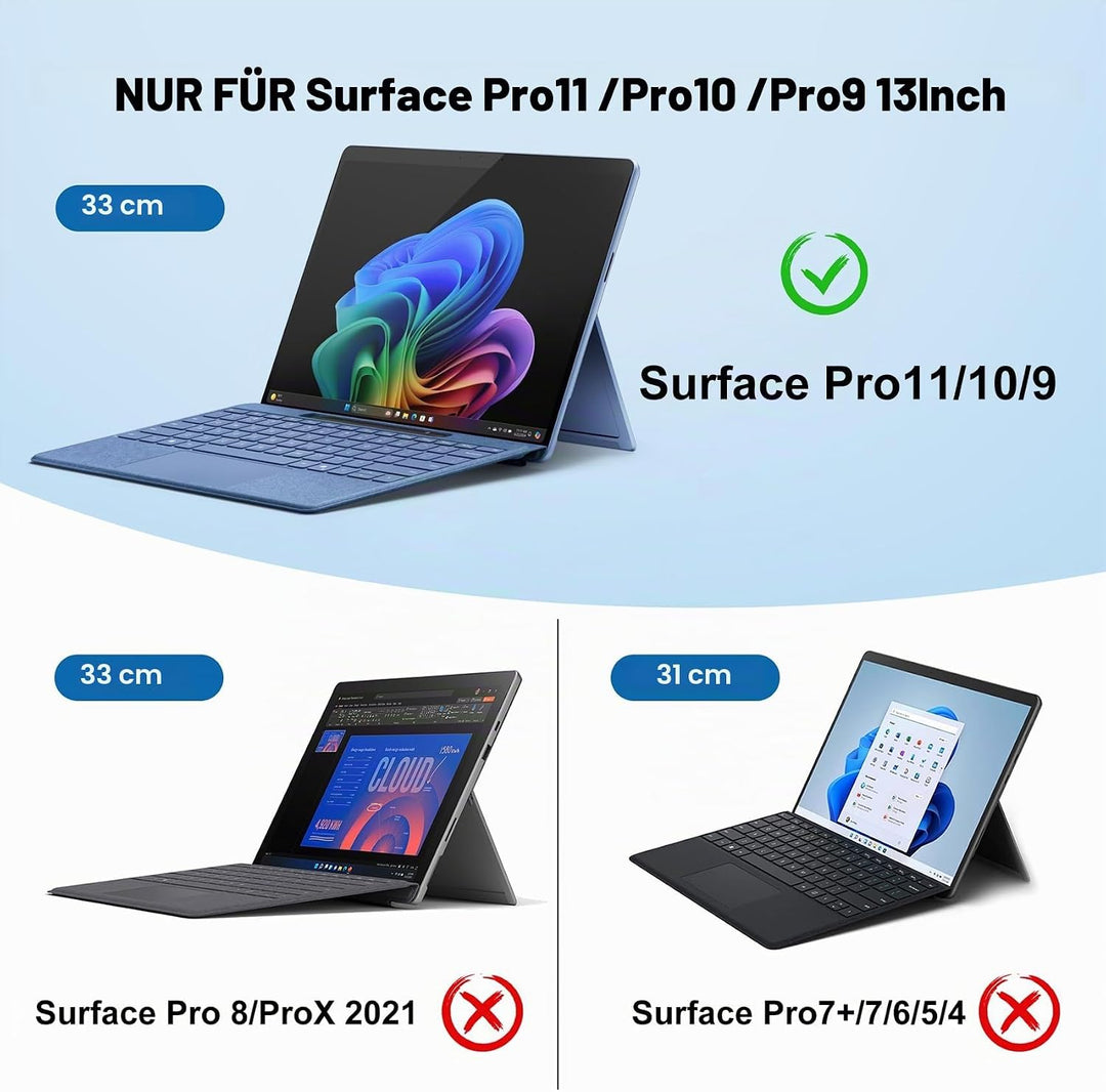 Hülle für Microsoft Surface Pro 11 / Pro 10 / Pro 9 13 Zoll (2022),Leder Schutzhülle Surface Pro 9 T