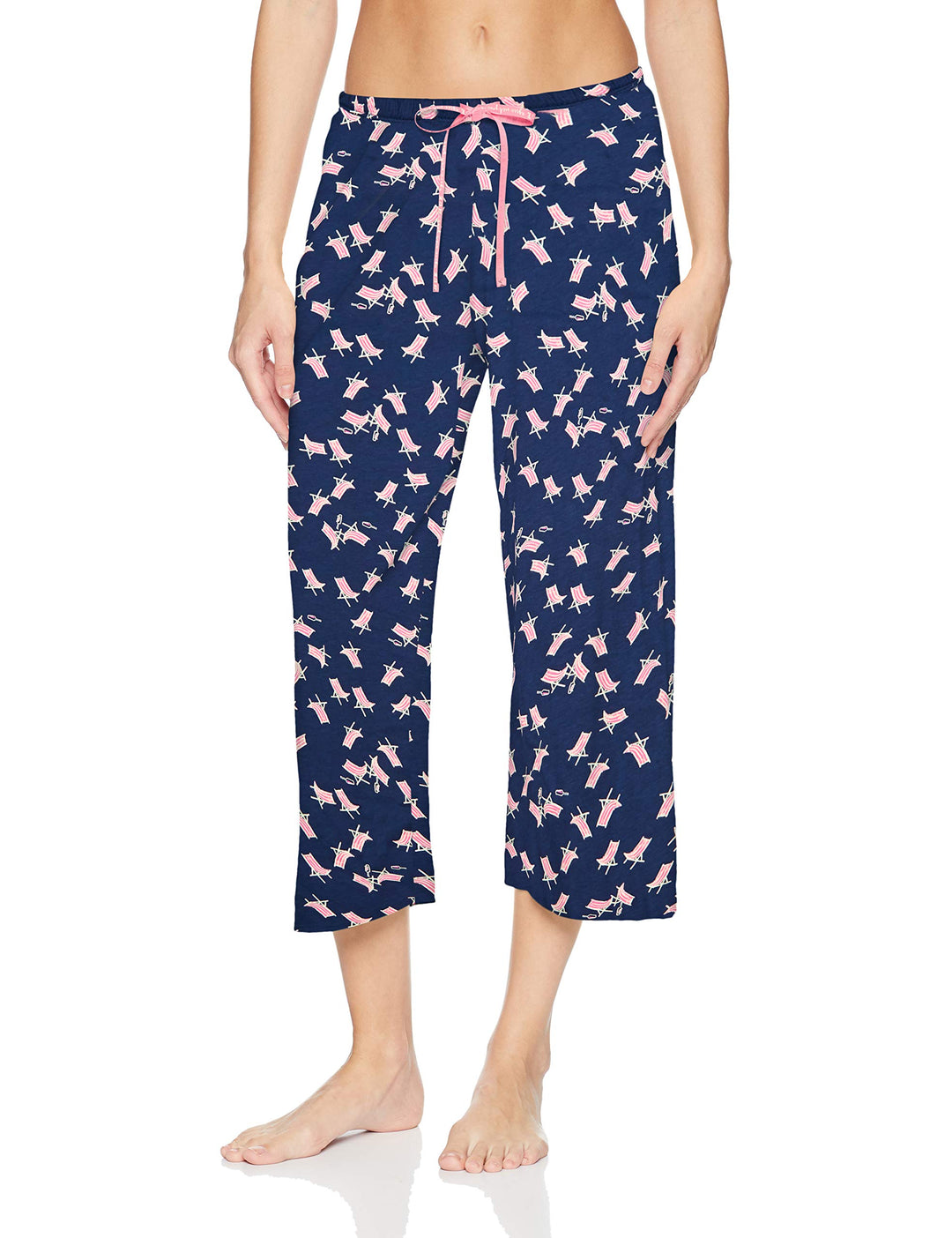 HUE Damen Printed Knit Capri Pajama Sleep Pant Pyjamahose L Mittelalterlicher Strandkorb, L Mittelal