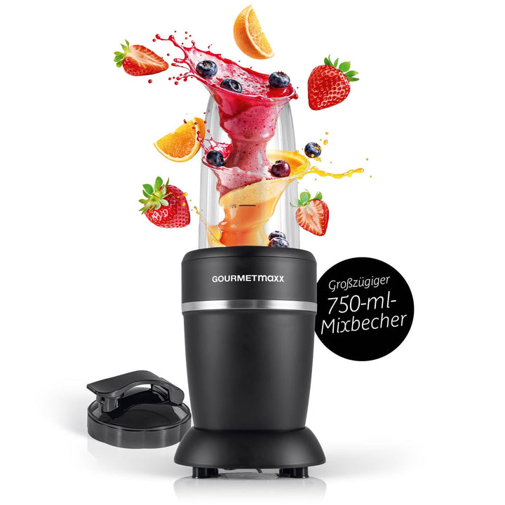GOURMETmaxx Mixer & Smoothie Maker 4-tlg. | Standmixer elektrisch für den Vitaminkick to go | Nutrit