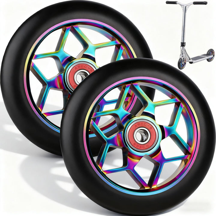 Stunt Scooter Rollen, 2 Stück Ersatzräder für Scooter, 110mm Stunt ScooterReifen mit ABEC, Aluminium