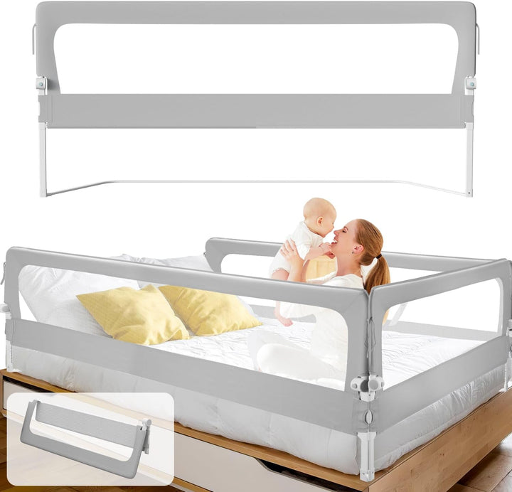 Bettgitter Rausfallschutz Bett, Rausfallschutz Boxspringbett 180cm, höhenverstellbar 72-86 cm, zusam