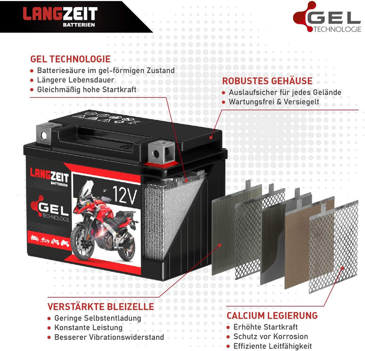LANGZEIT 51913 GEL Motorradbatterie 12V 21Ah 345A/EN Gel Batterie 519013017 ABS 19Ah G19 doppelte Le