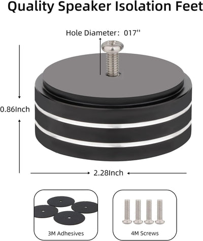 YuanYong Lautsprecher füsse 4 Stück 58x22mm HiFi Absorber füsse Lautsprecher-Isolationsfüsse subwoof