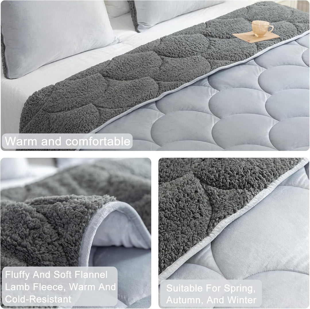 Sherpa-Bettwäsche-Set für King-Size-Betten, weiche warme Fleece-Herbstdecke, Winter-Bettwäsche-Set m