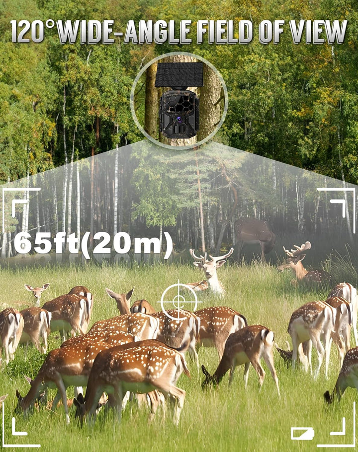 Wildkamera, 8K 60MP Solar Wildkamera mit Handyübertragung App, 7800mAh Akku, Bewegungsmelder 0,1s Au
