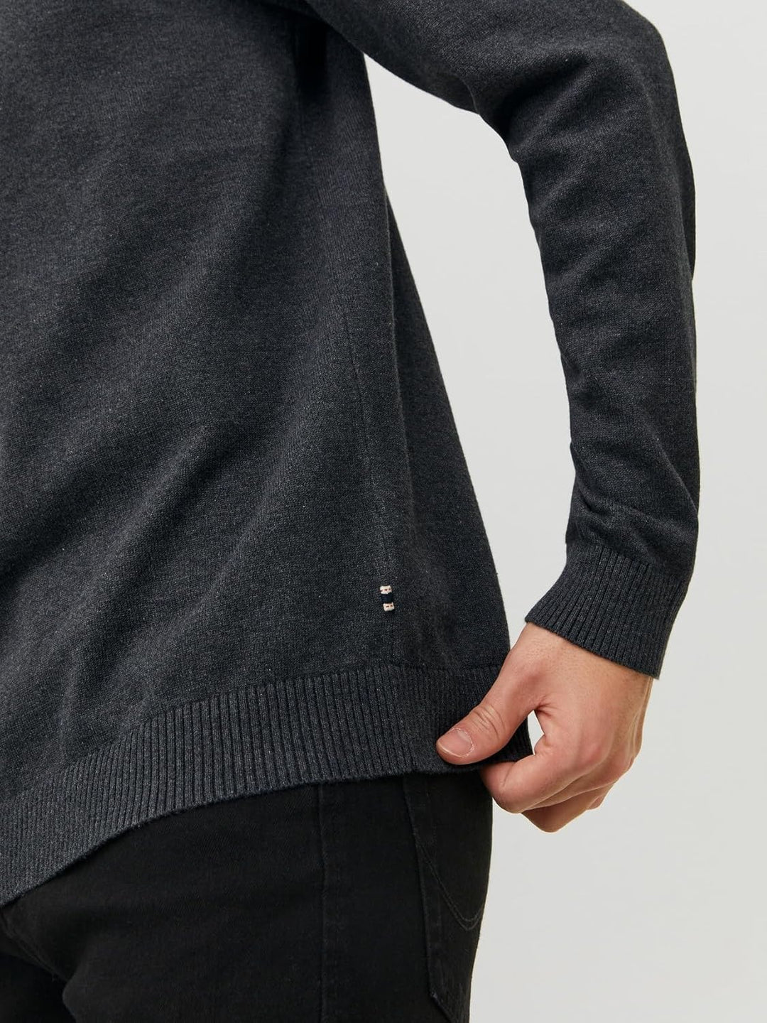 JACK & JONES Male Strickpullover mit Rundhals Einfarbig Strickpullover mit Rundhals Dark Grey Melang
