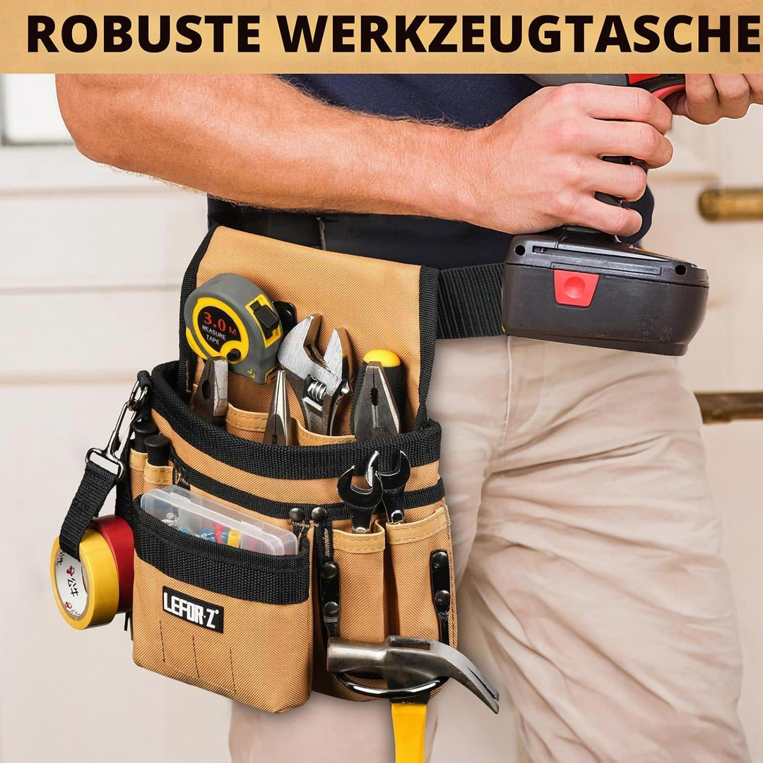 Werkzeuggürtel,Magnetische Werkzeugtasche mit 14 Taschen,Werkzeuggürtel Herren,Abnehmbare und Verste