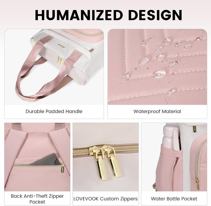 LOVEVOOK Schulrucksack Mädchen Teenager Schulranzen 15.6 Zoll Laptop Rucksack Handtasche Damen 2 in