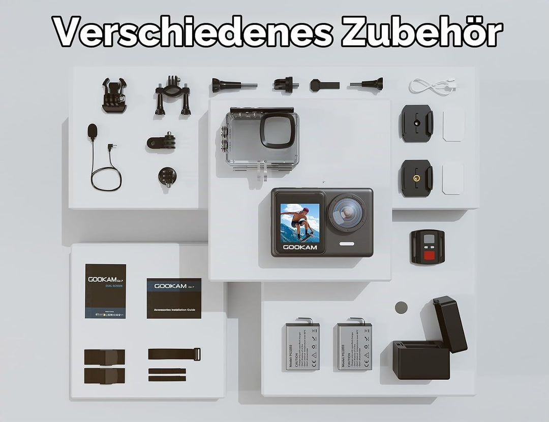 GO7 Action Cam 4K Dual Touchscreen Unterwasserkamera 40M mit 2.4G Fernbedienung EIS Anti-Shake 170°