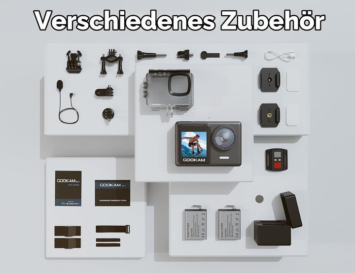 GO7 Action Cam 4K Dual Touchscreen Unterwasserkamera 40M mit 2.4G Fernbedienung EIS Anti-Shake 170°