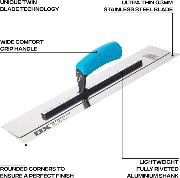 OX Pro UltraFlex Finishing Trowel 18in / 455 x 110 mm, 18in / 455 x 110 mm