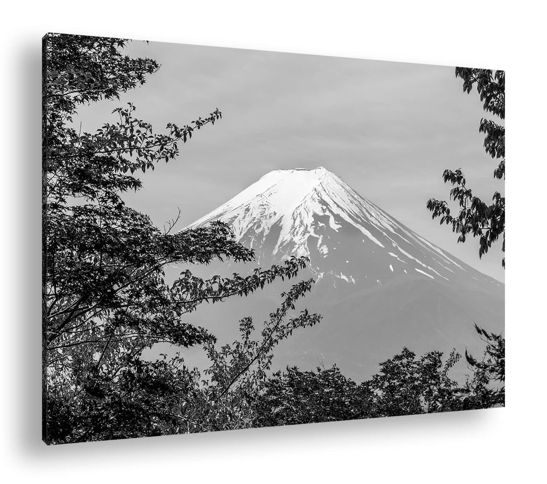 Fuji - der grösste Berg Japans Effekt: Schwarz&Weiss,Format: 80x60 als Leinwandbild, Motiv fertig ge