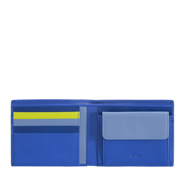 DUDU Bunte Herrenbrieftasche RFID aus Nappaleder mit Münzfach und Kartensteckfächer Kornblume, Kornb