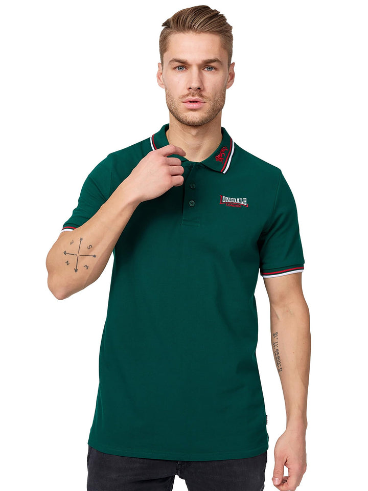 Lonsdale Herren Poloshirt schmale Passform Lion Bottle Green S, Bottle Green S