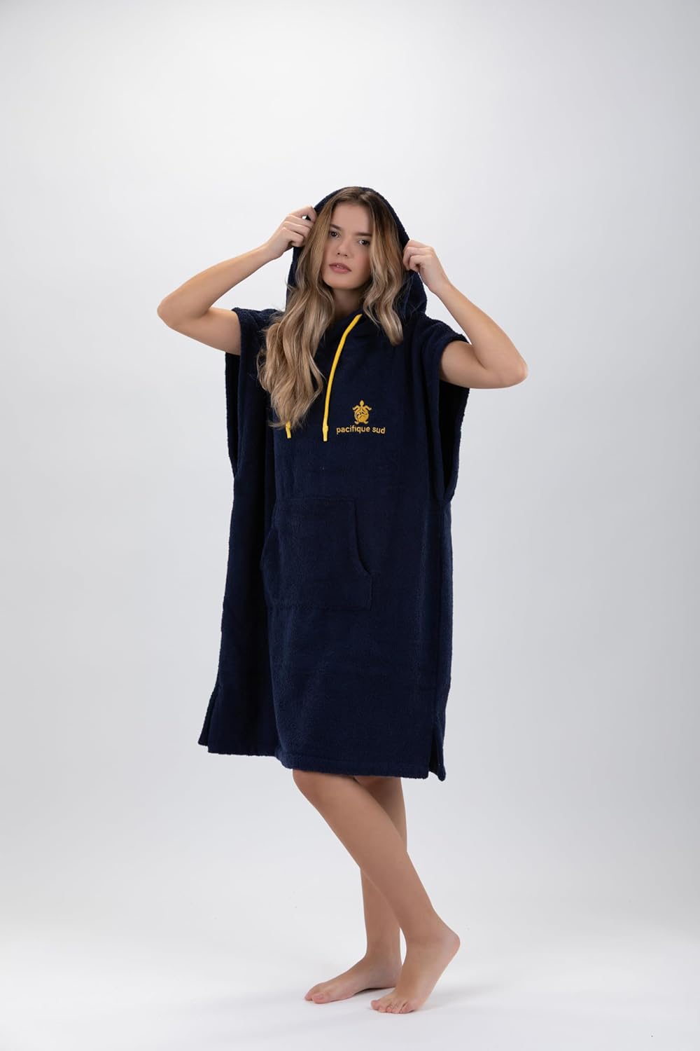 Pacifique Sud - Poncho Blau Ärmellos - Mittelgross Coton - Hergestellt in Portugal