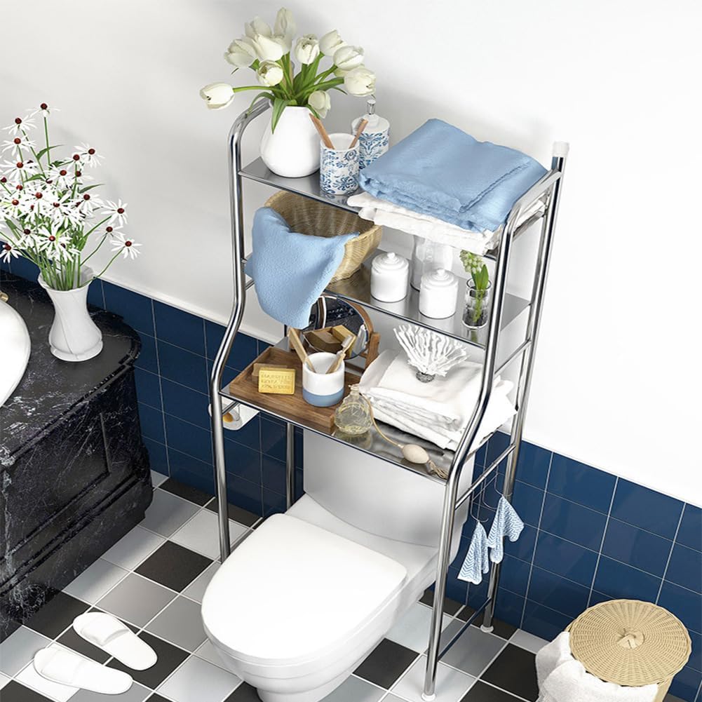 Garvee Toilettenregal, Edelstahl Badezimmerregal, WC-Regal über Der Toilette, Stehregal Fürs Badezim