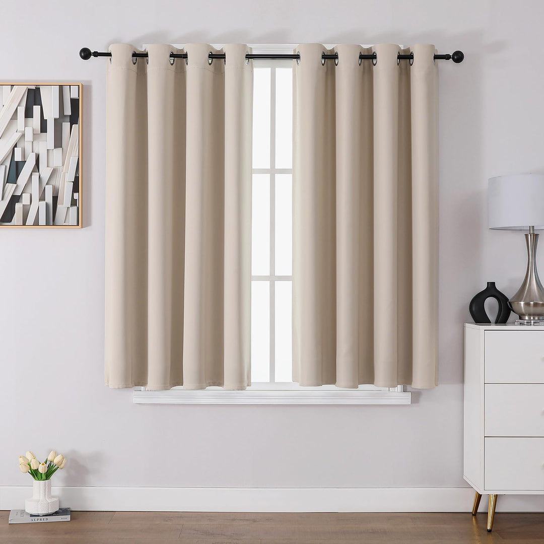 CUCRAF Ösen Kurze Vorhänge Fensterbehandlung Verdunkelungsvorhänge Raumdekoration - H137x B132cm Bei