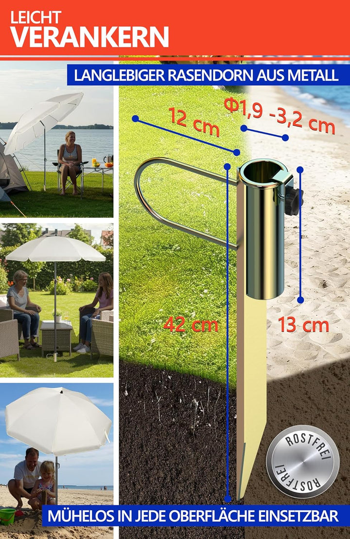 4smile Sonnenschirm Strand SunnyJoy Ø 160 cm, Beige – 3er Set inkl. Strandschirm windfest stabil, Ra