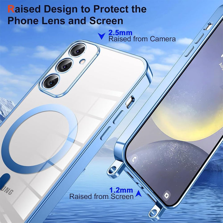 CaseLover Magnetische Handyband für Samsung Galaxy S25 FE 5G Hülle mit Band, Klare Silikon Necklace