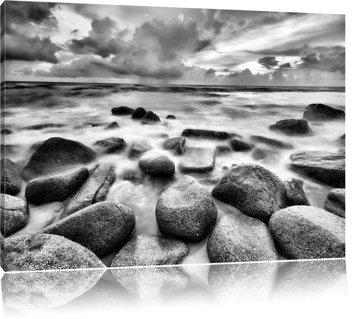 Pixxprint Romantisches Meer / 100x70cm Leinwandbild bespannt auf Holzrahmen/Wandbild Kunstdruck Deko