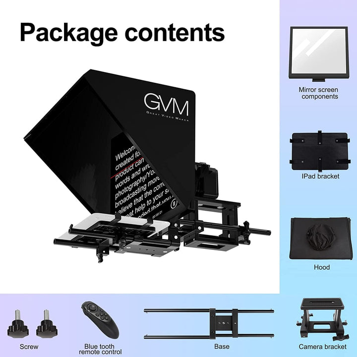 GVM Teleprompter für Tablet DSLR Kamera Smartphone, Tragbares 18'' Teleprompter Kit mit Fernbedienun