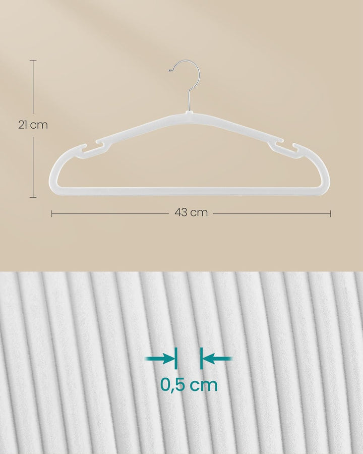 SONGMICS Kleiderbügel Samt, Bügel 50er Set, 43 x 21 cm, Samtbügel rutschfest, breite Schulterkerben,