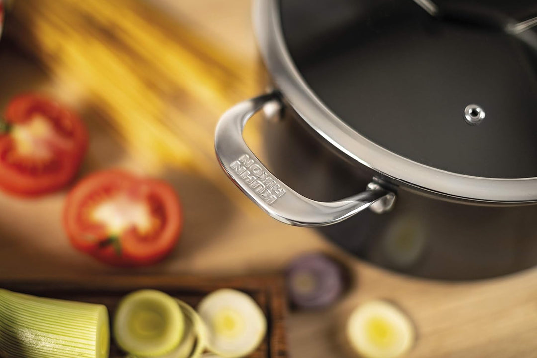 KUHN RIKON Easy Pro Kochtopf beschichtet mit Glasdeckel, Aluminium, Induktion, 5,1 Liter/24 cm, Schw