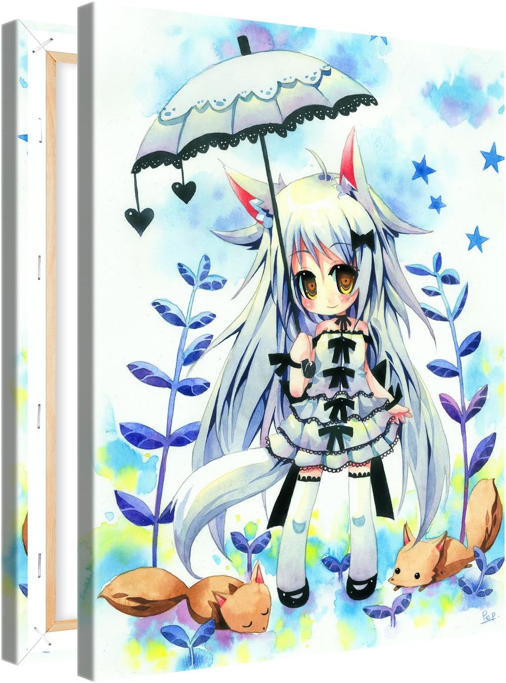 PICANOVA – Wolfgirl 75x100cm – Premium Leinwanddruck – Kunstdruck Auf 2cm Holz-Keilrahmen Für Schlaf