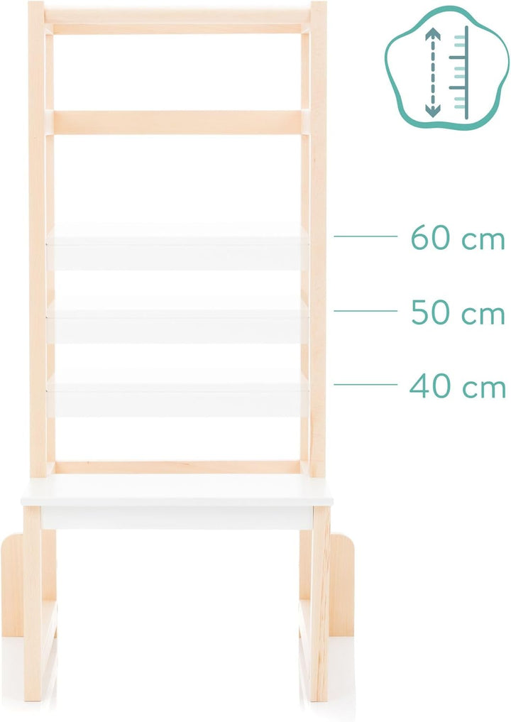 Fillikid Kinder Lernturm | Entdeckertum mitwachsend aus Buchenholz | Lerntower Montessori Lernstuhl