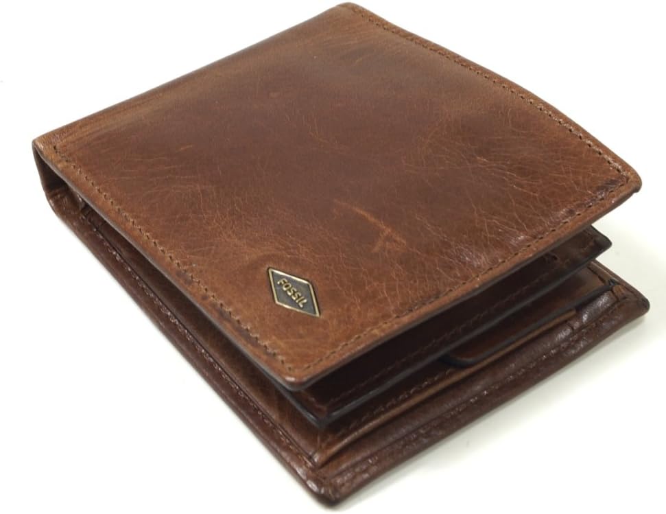 Fossil Herren Ryan Leather Bifold Geldbörse 11,43 cm L x 2,54 cm B x 9,525 cm H Dunkelbraun, Dunkelb