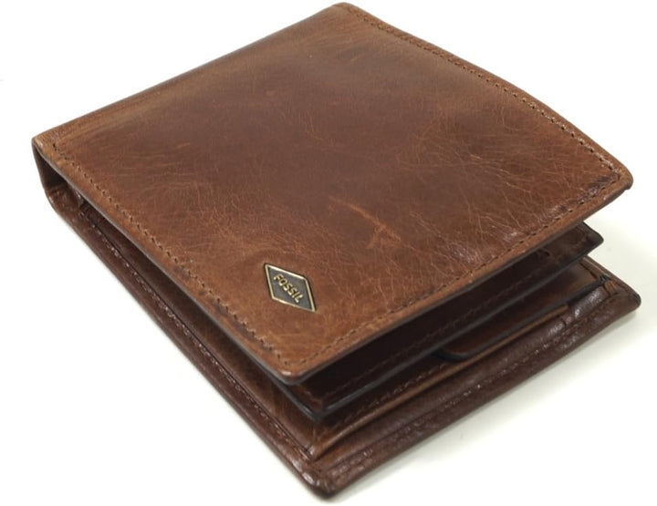 Fossil Herren Ryan Leather Bifold Geldbörse 11,43 cm L x 2,54 cm B x 9,525 cm H Dunkelbraun, Dunkelb