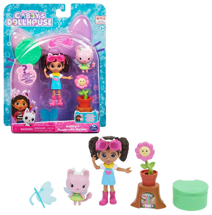DREAMWORKS GABBY'S DOLLHOUSE - Cat-tivity Set, Flower-rific Garden - Garten Set mit Gabby und Kitty