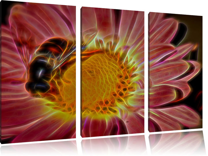 Biene auf Margarete NewArt 3-Teiler Leinwandbild 120x80 Bild auf Leinwand, XXL riesige Bilder fertig