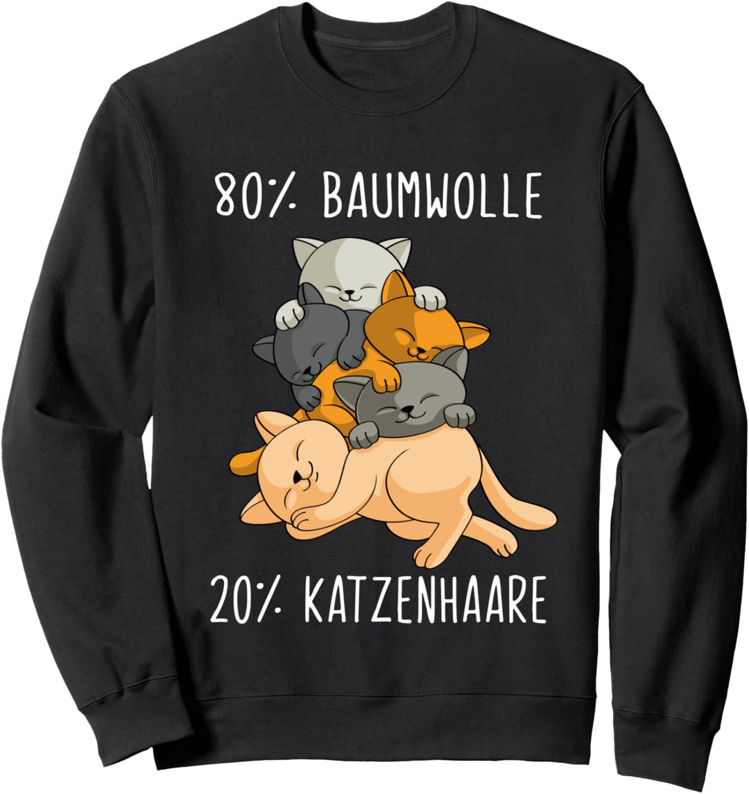 Damen Katzen Klamotten 80% Baumwolle 20% Katzenhaare Sweatshirt