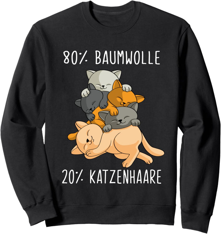Damen Katzen Klamotten 80% Baumwolle 20% Katzenhaare Sweatshirt
