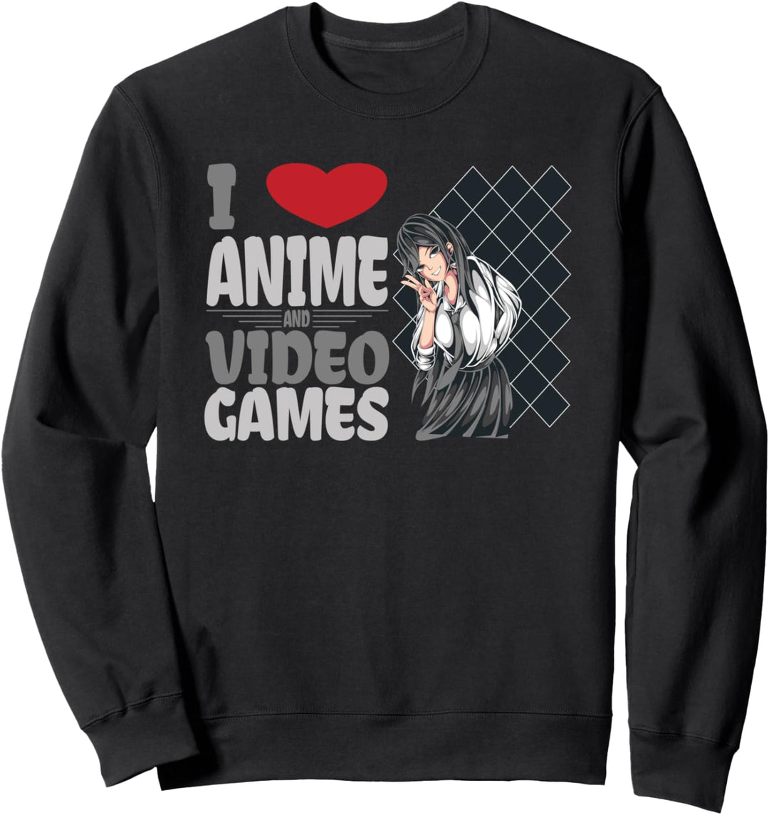 I Love Anime und Videospiele Japanische Anime-Videospiele Kunst Sweatshirt