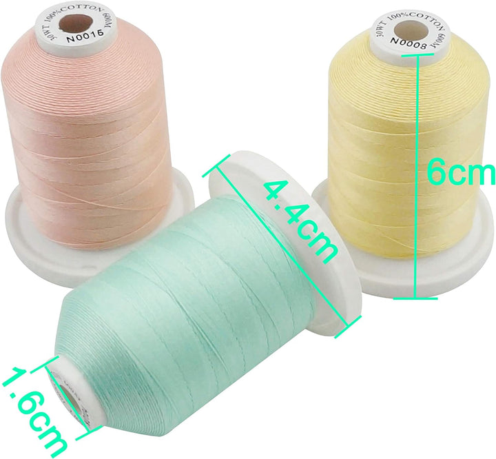 New brothread 16 Pastell Farben Mehrzweck 100% Mercerisierte Baumwollfaden 30WT (50S/3) 600M zum Qui