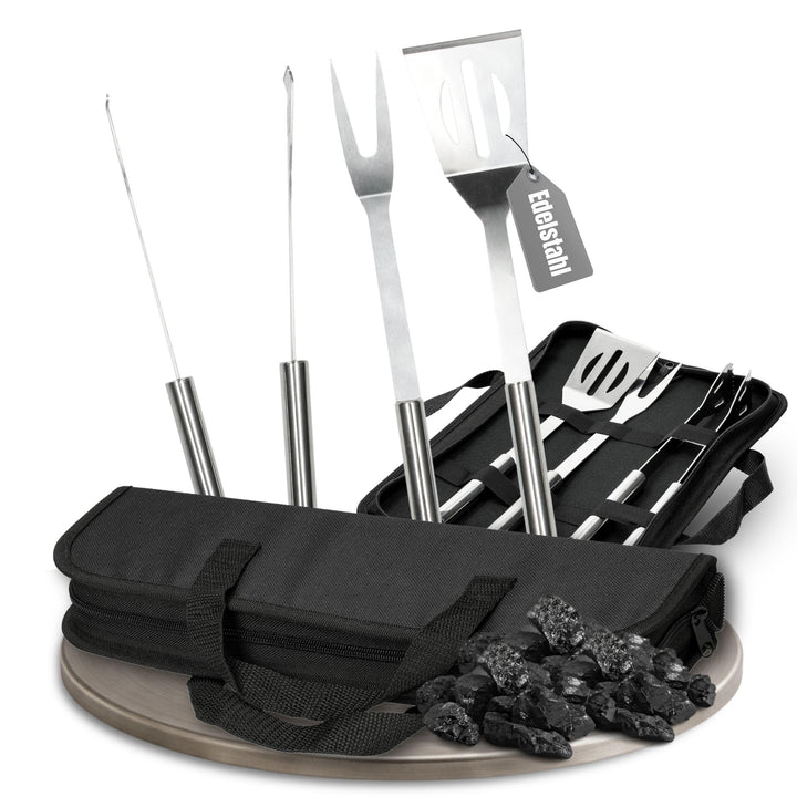 3er Grillset mit Tragetasche - Edelstahl Grillbesteck mit Grillzange, Grillgabel und Wender - Gesche