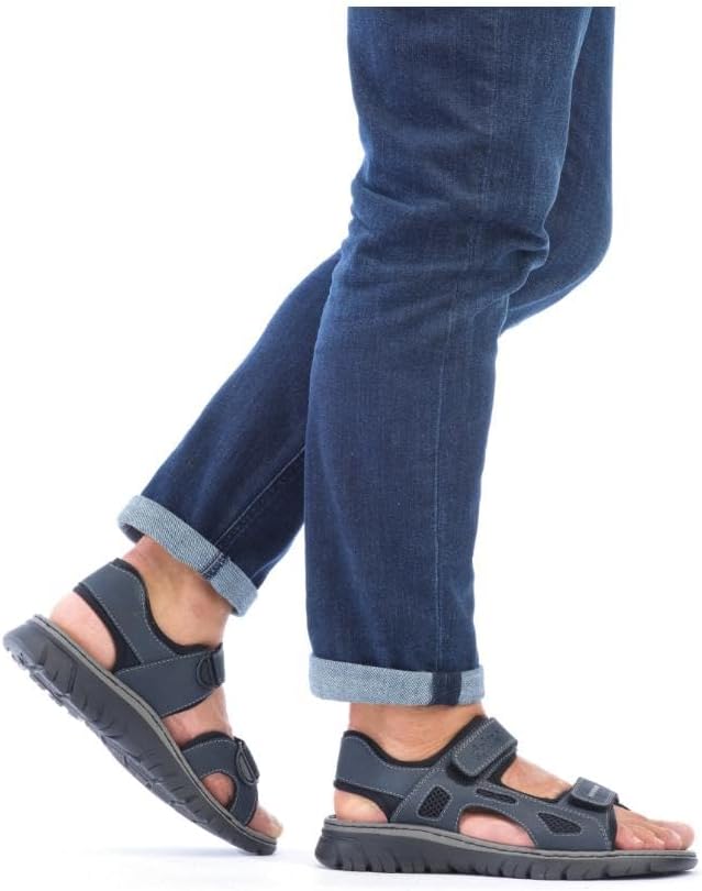 Rieker Herren Klassische Sandalen 22761, Männer Sandalen 44 EU Blau Navy Schwarz Schwarz 14, 44 EU B