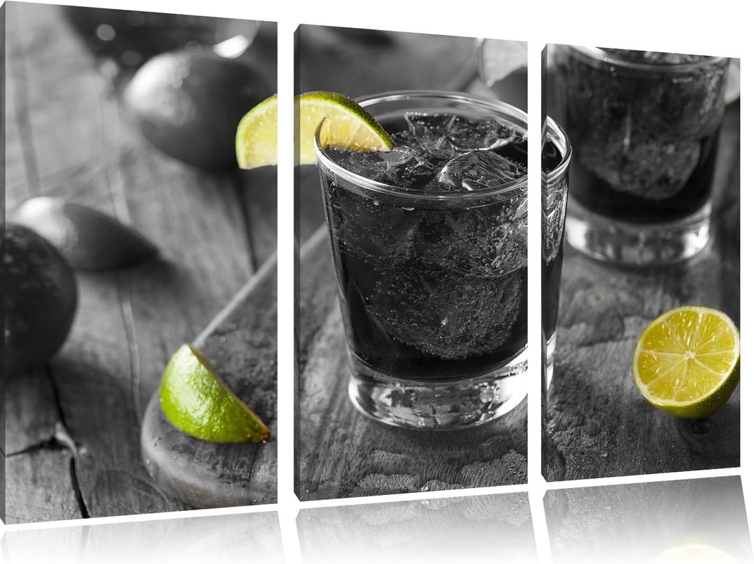Pixxprint Erfrischender Cuba Libre als Leinwandbild/Grösse: 3 Teilig (120x80 cm) cm/Wandbild/Kunstdr