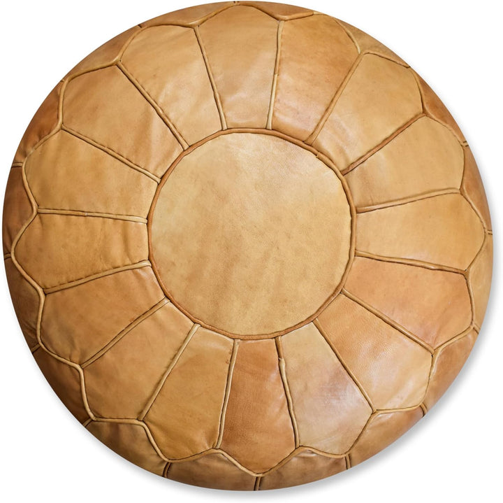 Poufs&Pillows Premium XL Echtleder Pouf - Handgefertigt - gefüllt geliefert - Ottoman Sitzsack Fussh