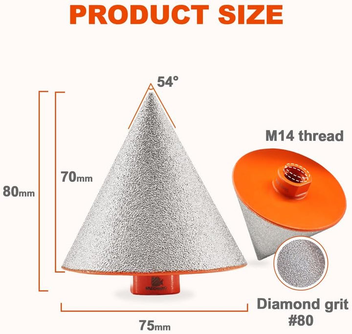 Diamant-Fasenbohrer 75mm - BRSCHNITT Diamant Fasenbits Fingerfräser zum Vergrössern Löcher in Fliese