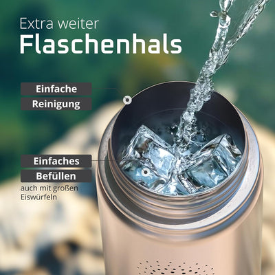 Trinkflasche Edelstahl ACTIVE FLASK + Strohhalm (3 Deckel) BPA-frei, Auslaufsicher, Kohlensäure geei