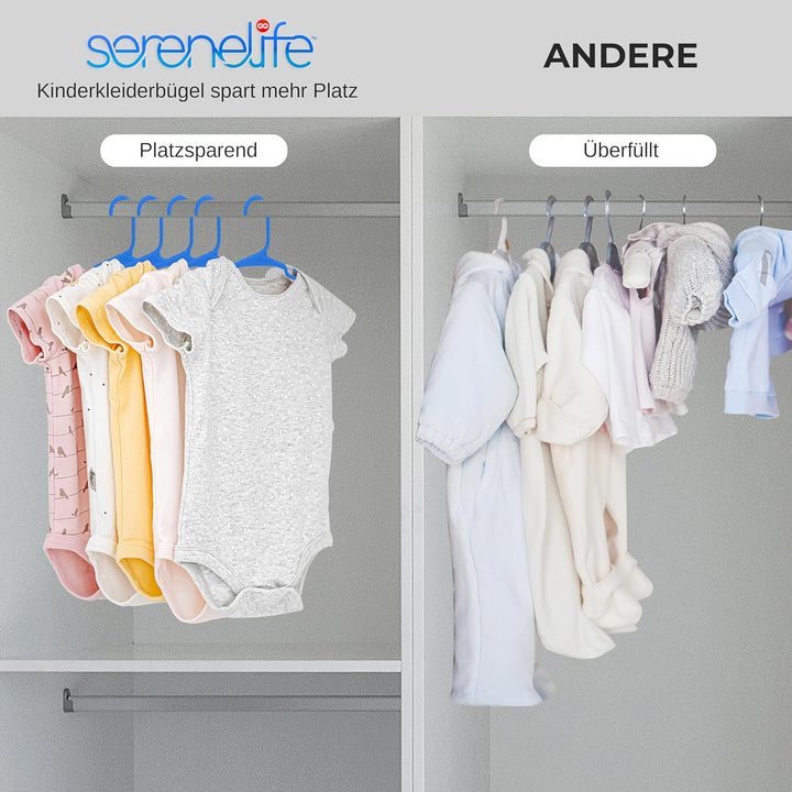 SereneLife Kinderkleiderbügel 60er Set – Kleiderbügel Kinder & Baby Kleiderbügel Kunststoff & rutsch