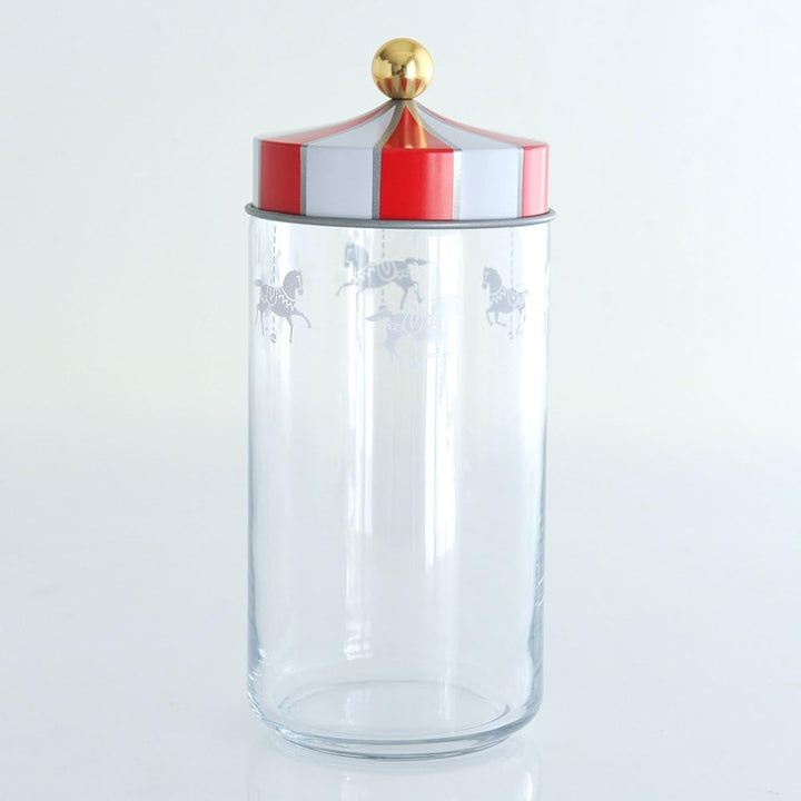 Alessi Küchendose mit abgedichtetem Deckel, Weissblech,Glas, Bunt, 10.5 x 10.5 x 24.5cm, 10.5 x 10.5