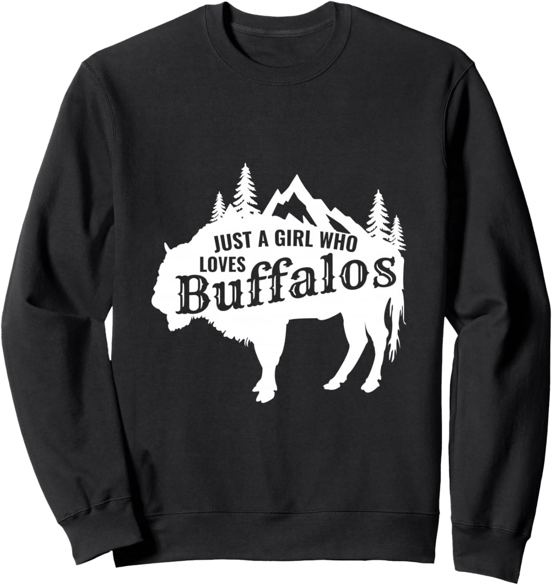Ein Mädchen, das Büffel liebt Lustiges Geschenk Sweatshirt